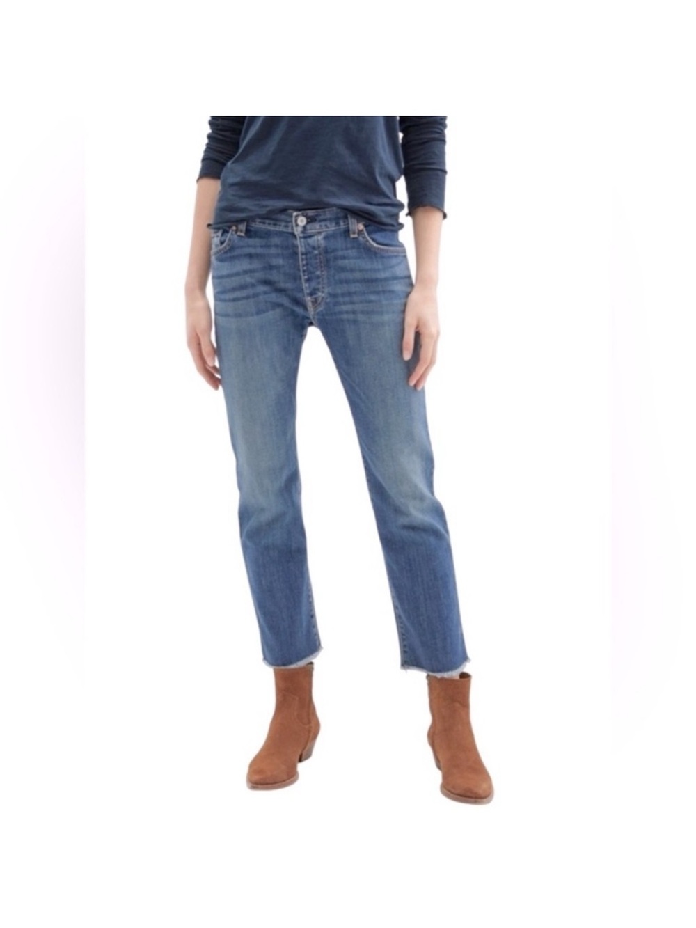 Nili Lotan Midrise Boyfriend Cropped Jean
